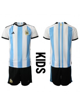 Otroški Nogometna dresi replika Argentina Domači SP 2022 Kratek rokav (+ hlače)